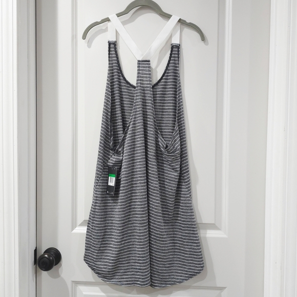 Nike Gray White Striped High Low Sleeveless Tank Dress Swim Cover Up, Nwt Size L - Picture 6 of 12